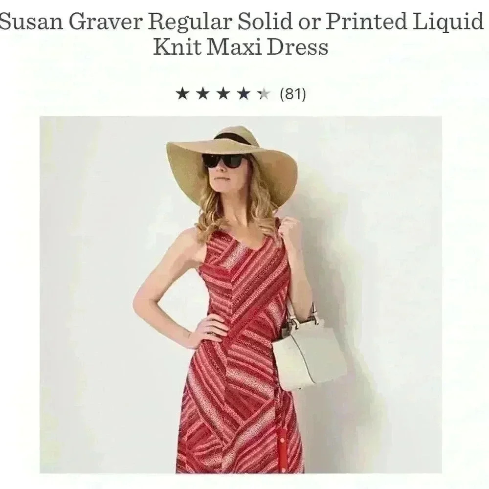 Susan‎ Graver Regular Solid or Printed Liquid Knit Maxi Dress Size L A374129